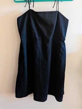 NWOT Old Navy Fit and Flare Mini Dress, Black Linen-Blend, Sz L